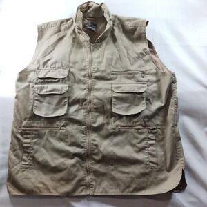 Fox Outdoor Mens XXL Khaki Cotton Canvas Tactical Utility Fishing Cargo Vest